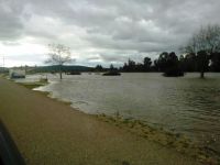 crecida en el Guadiana en Medellín, 13 de febrero de 2014
