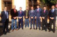 Juan Parejo con el resto de dirigentes en Madrigalejo