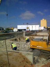 paso a nivel de Villanueva de la Serena en obras